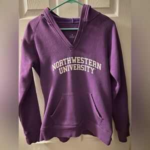 Northwestern University Purple Women's V Neck Hoodie Size Medium